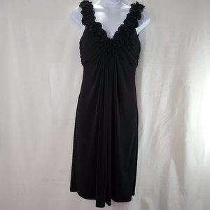Women’s Black Ruffle V Neck Dress Built in Bra